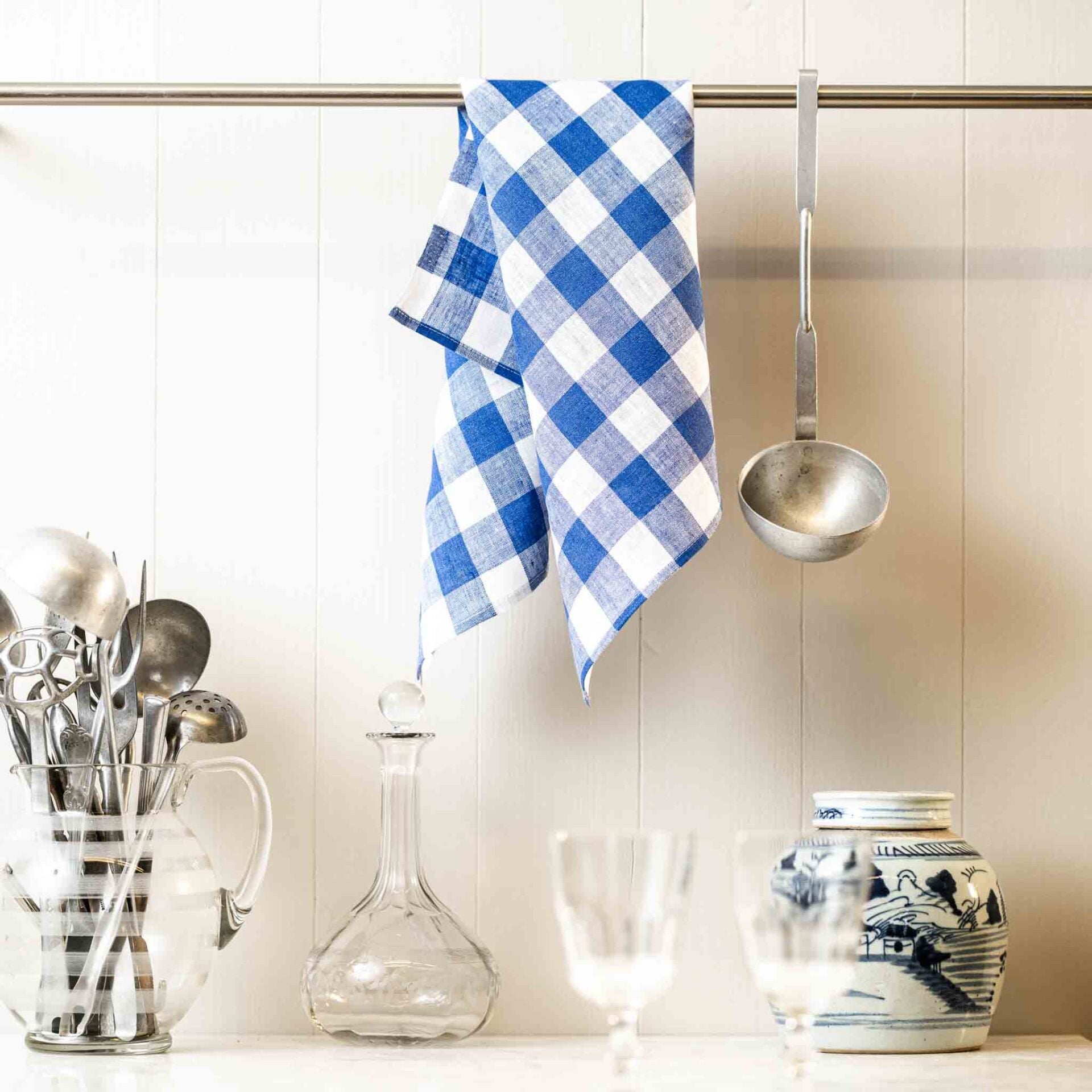 Handduk Gingham – Blå/Vit