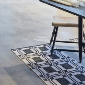 Glesripsmatta rutig svart/vit 60x350