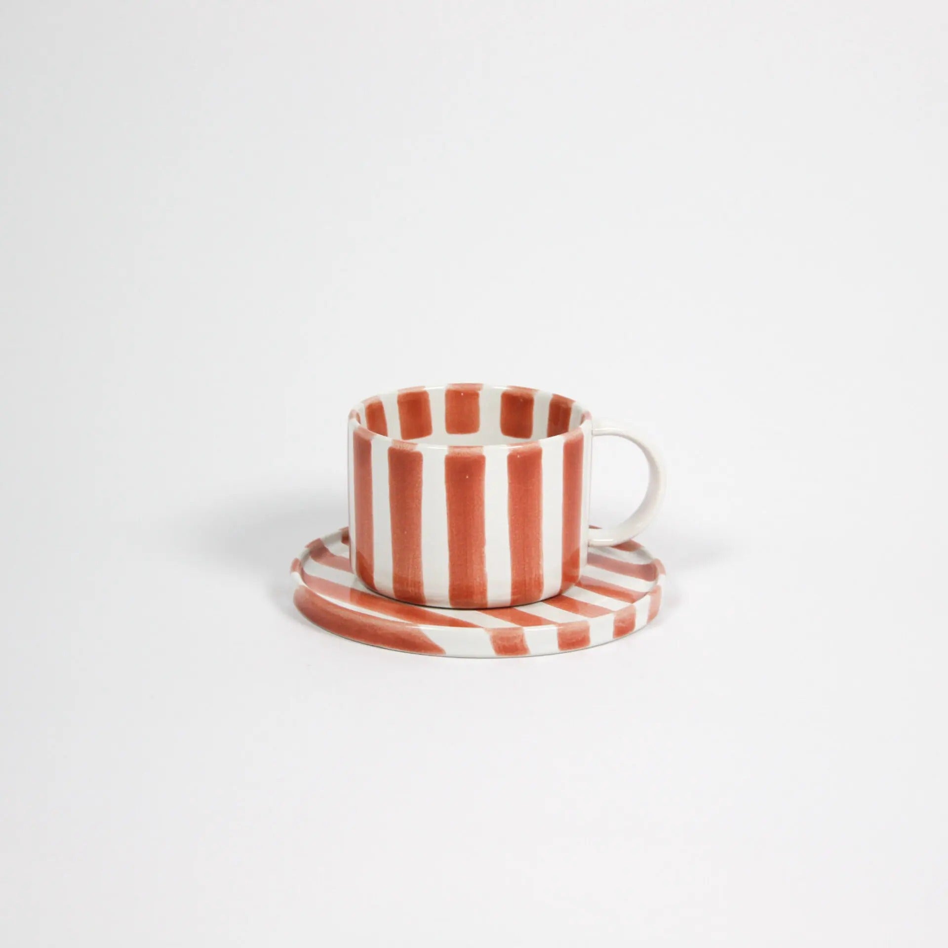 Kaffekopp med fat, Monica, Rost-Orange