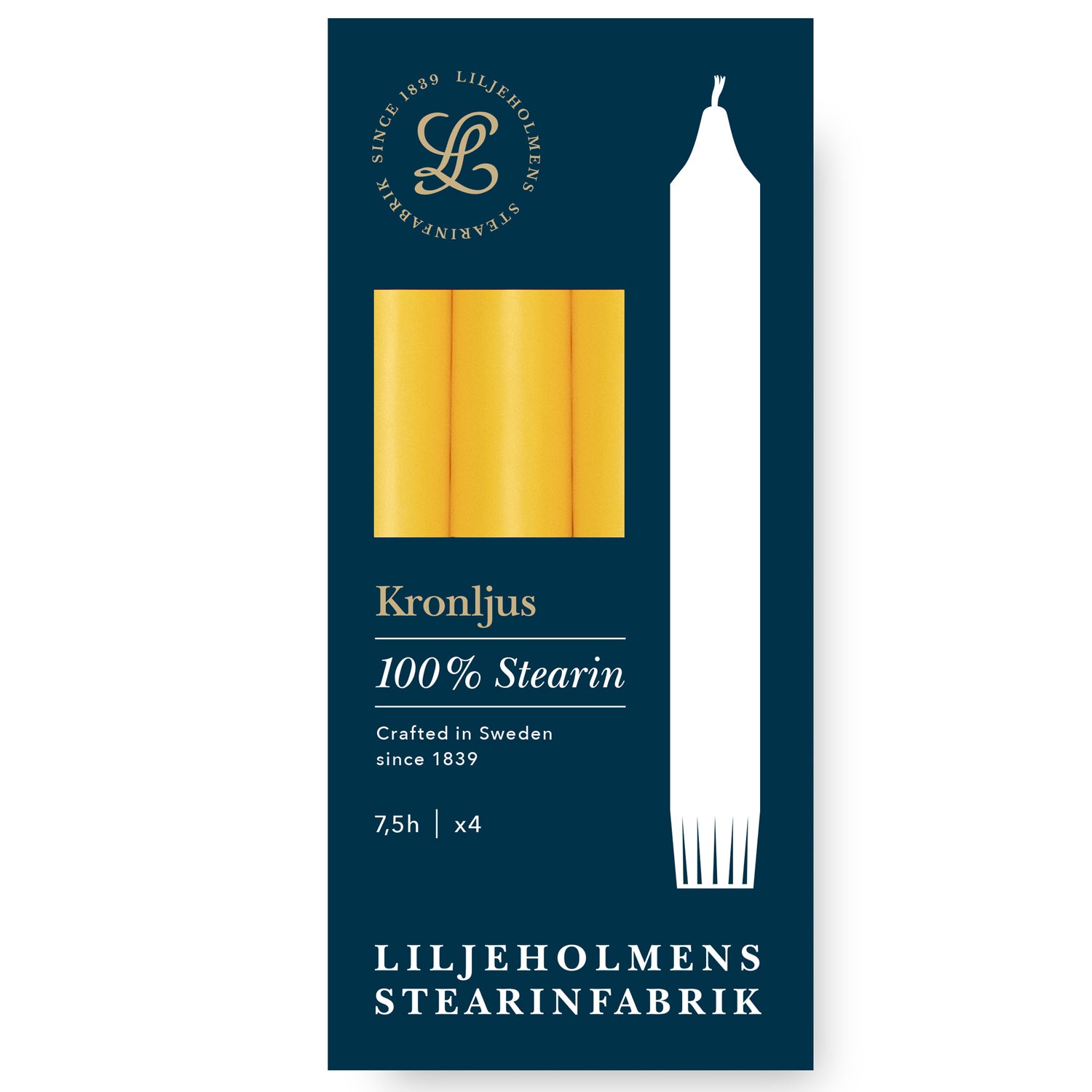 Kronljus 4-pack Gul