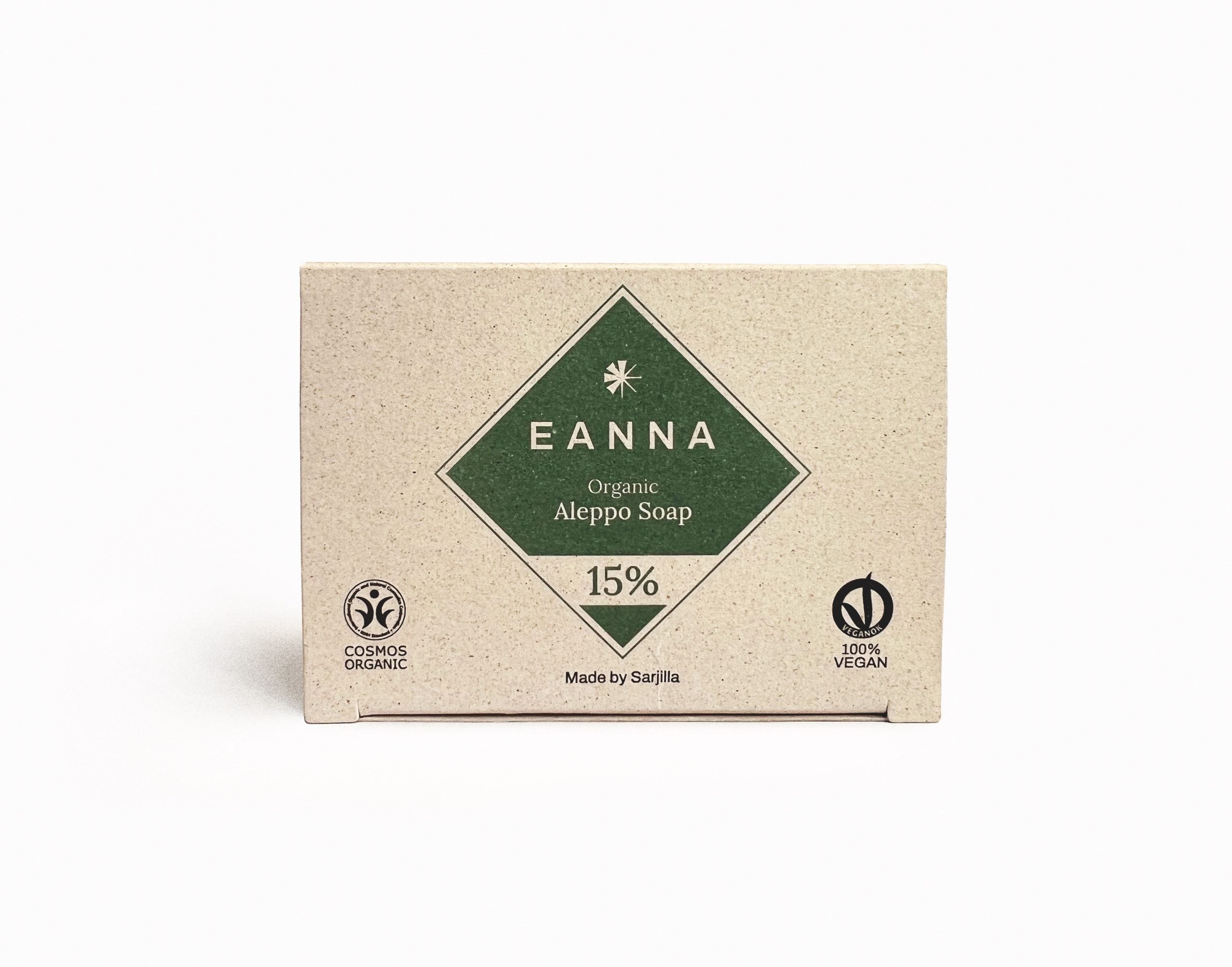Tvål, Aleppo, 15%, Cosmos Organic, Eanna. 200 gr.