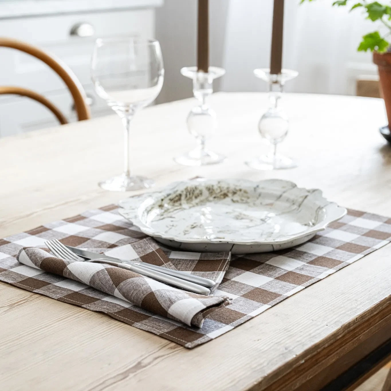 Bordstablett Gingham  – Brun/Vit
