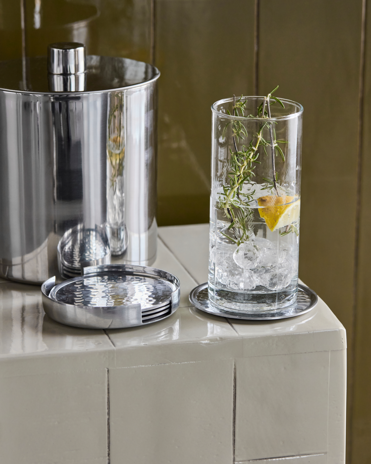 Glasunderlägg HDCoaster – Silver finish