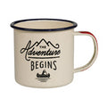 Emaljmugg – Gul “The Adventure Begins”