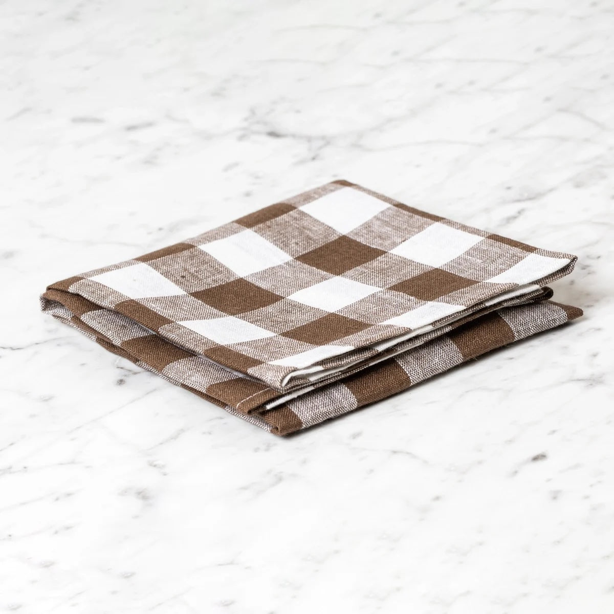 Handduk Gingham – Brun/Vit