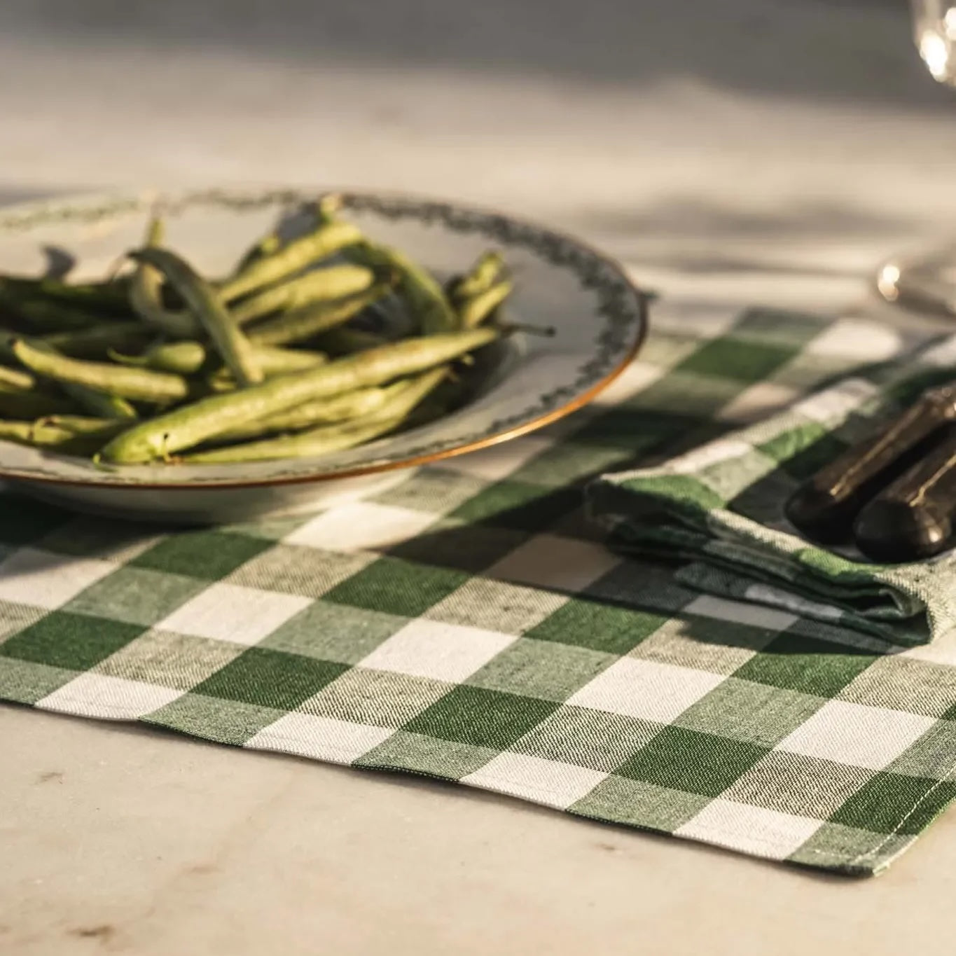 Bordstablett Gingham – Grön/Vit